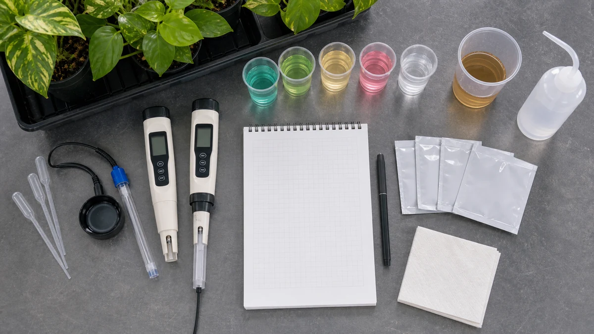 AI cover: pH and EC meter calibration bench