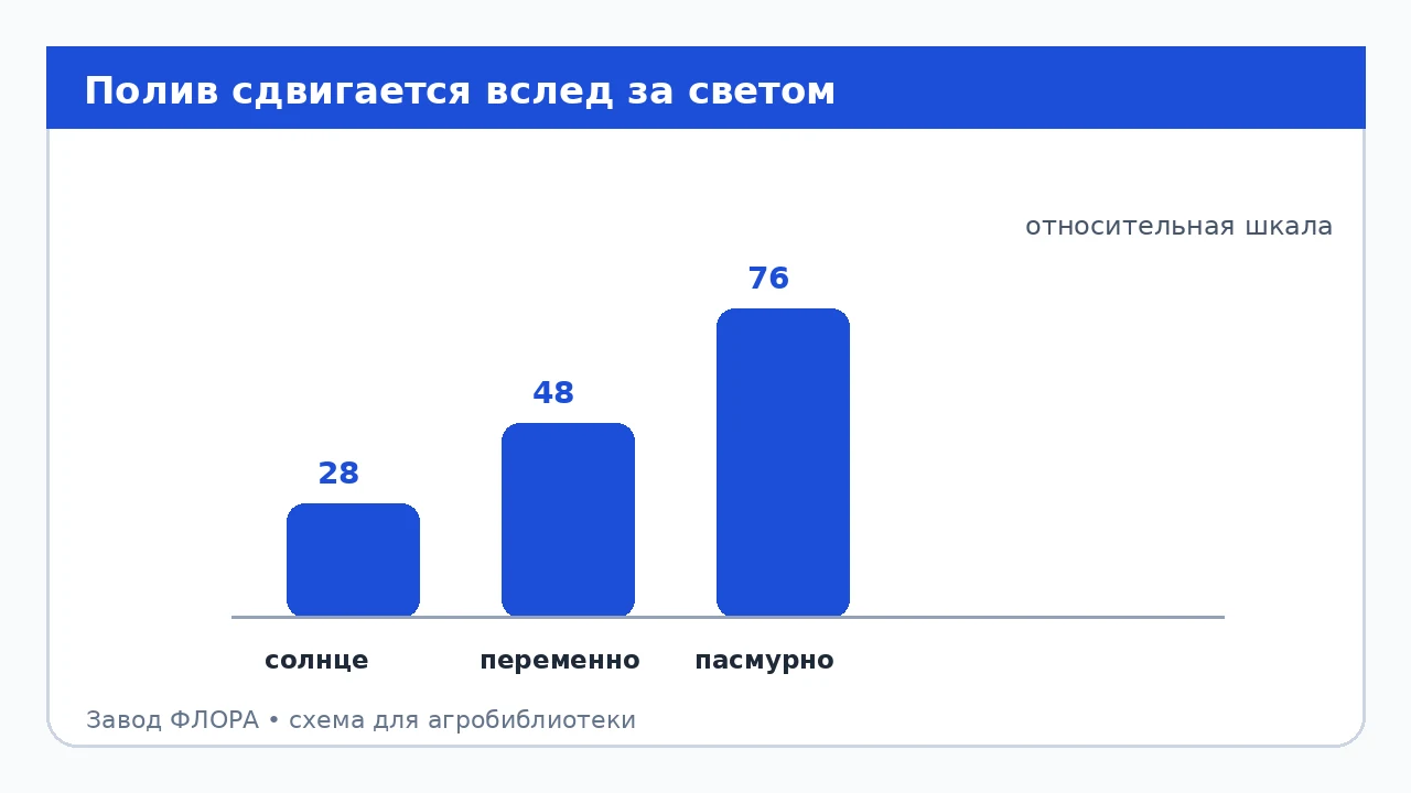 Полив сдвигается вслед за светом
