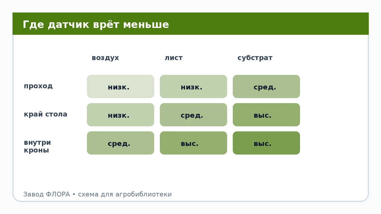 Где датчик врёт меньше