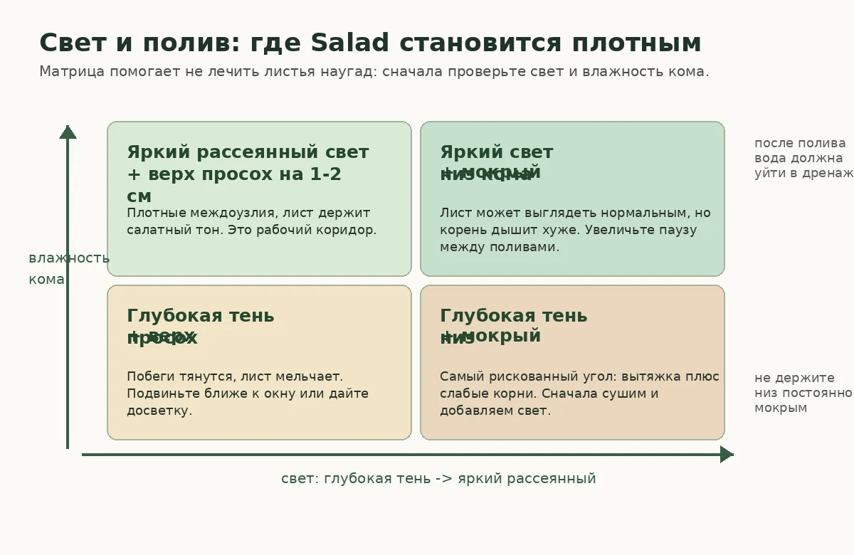 Матрица света и полива для Плектрантуса Форстера Salad