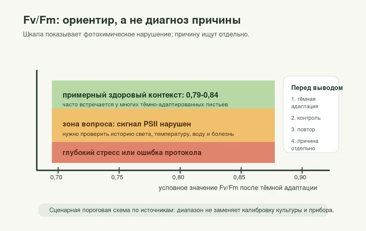 Пороговая схема Fv/Fm с контекстным диапазоном 0,79-0,84