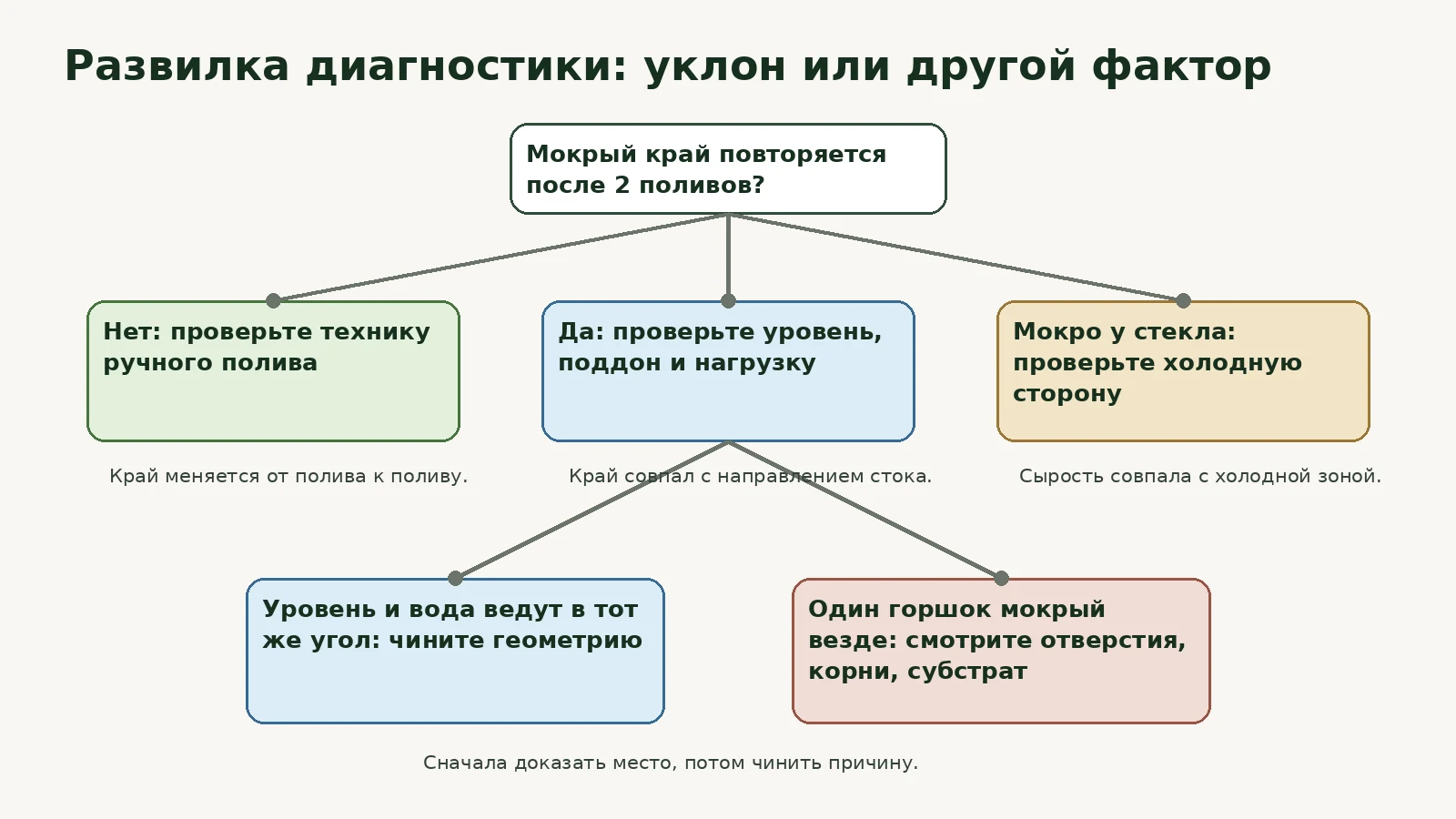 Дерево решений для отличия уклона от холодного окна и неровного полива